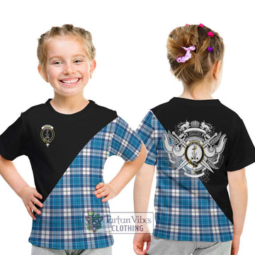 Roberton Tartan Kid T-Shirt with Family Crest and Military Logo Style - Tartan Vibes Clothing