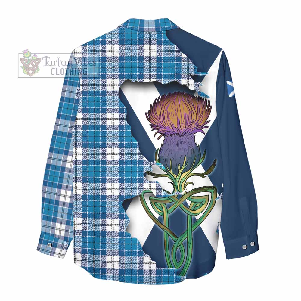 Roberton Tartan Family Crest Women's Casual Shirt Scottish Thistle Celtic Inspired - Tartan Vibes Clothing