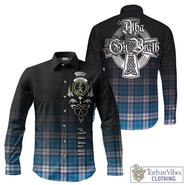 Roberton Tartan Long Sleeve Button Up Featuring Alba Gu Brath Family Crest Celtic Inspired - Tartan Vibes Clothing