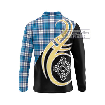 Roberton Tartan Long Sleeve Polo Shirt with Family Crest and Celtic Symbol Style - Tartan Vibes Clothing