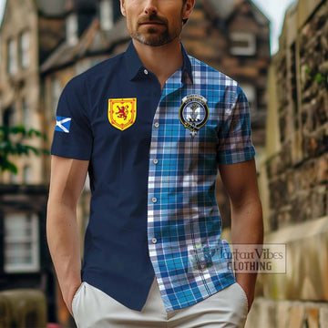 Roberton Tartan Hawaiian Shirt Alba with Scottish Lion Royal Arm Half Style - Tartan Vibes Clothing