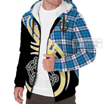 Roberton Tartan Sherpa Hoodie with Family Crest and Celtic Symbol Style - Tartan Vibes Clothing