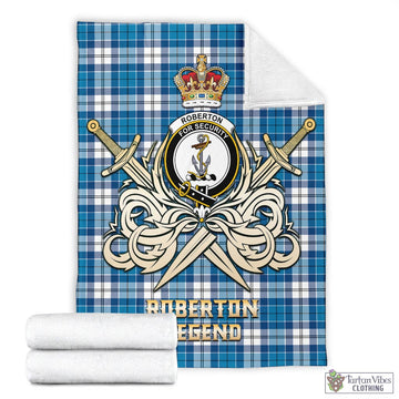 Roberton Tartan Blanket with Clan Crest and the Golden Sword of Courageous Legacy - Tartan Vibes Clothing