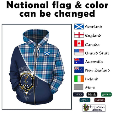 Roberton Tartan Hoodie with Personalised National Flag and Family Crest Half Style - Tartan Vibes Clothing
