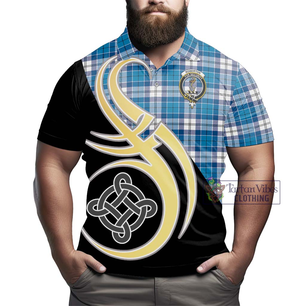 Roberton Tartan Polo Shirt with Family Crest and Celtic Symbol Style - Tartan Vibes Clothing