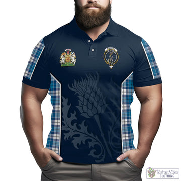 Roberton Tartan Men's Polo Shirt with Family Crest and Scottish Thistle Vibes Sport Style - Tartan Vibes Clothing
