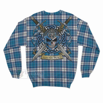 Roberton Tartan Sweatshirt with Family Crest Celtic Skull Style - Tartan Vibes Clothing