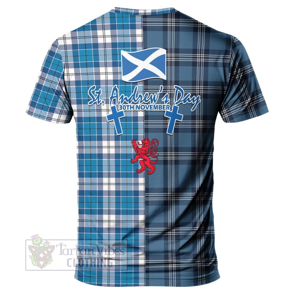 Roberton Tartan T-Shirt Happy St. Andrew's Day Half Tartan Style - Tartan Vibes Clothing