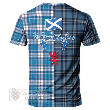 Roberton Tartan T-Shirt Happy St. Andrew's Day Half Tartan Style - Tartan Vibes Clothing