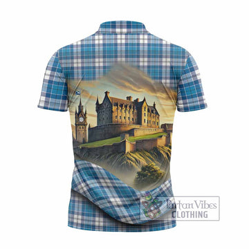 Roberton Tartan Family Crest Zipper Polo Shirt with Scottish Ancient Castle Style - Tartan Vibes Clothing