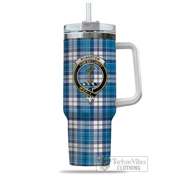 Roberton Tartan Tumbler with Handle with Family Crest - Tartan Vibes Clothing