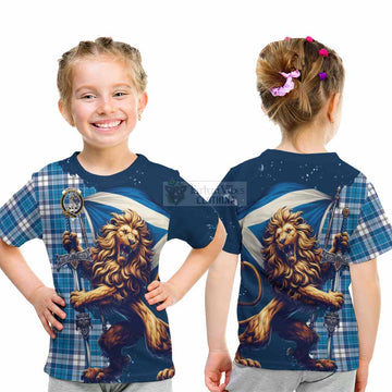 Roberton Tartan Family Crest Kid T-Shirt with Scottish Majestic Lion - Tartan Vibes Clothing