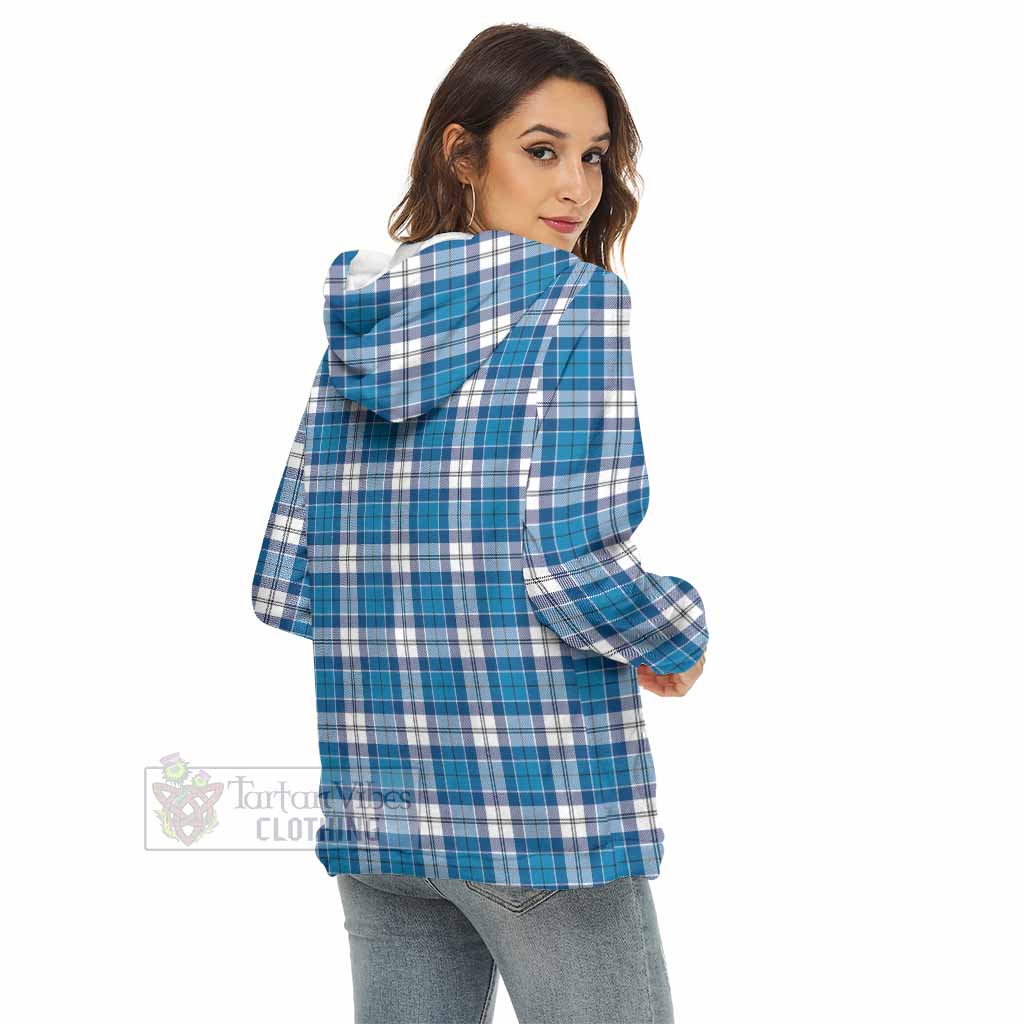 Tartan Vibes Clothing Roberton Tartan Crest Women's Borg  Half Zip Fleece Hoodie