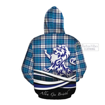 Roberton Tartan Cotton Hoodie with Alba Gu Brath Regal Lion Emblem Pullover Hoodie - Tartan Vibes Clothing