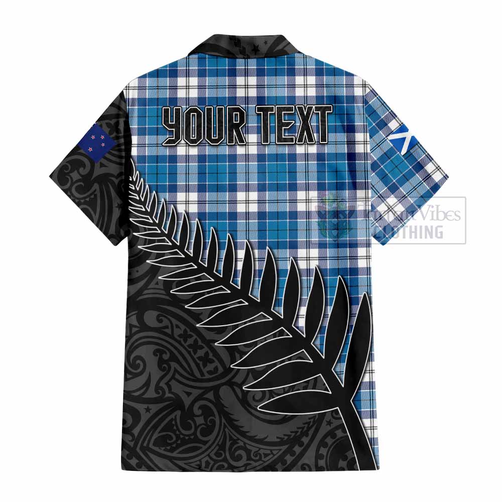 Roberton Crest Tartan Hawaiian Shirt with New Zealand Silver Fern Half Style - Tartan Vibes Clothing