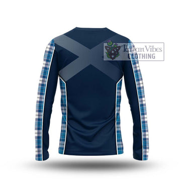 Roberton Tartan Long Sleeve T-Shirt with Family Crest and Lion Rampant Vibes Sport Style - Tartan Vibes Clothing