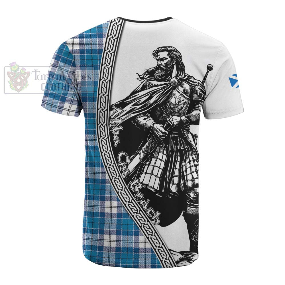 Roberton Tartan Clan Crest Cotton T-shirt with Highlander Warrior Celtic Style - Tartan Vibes Clothing
