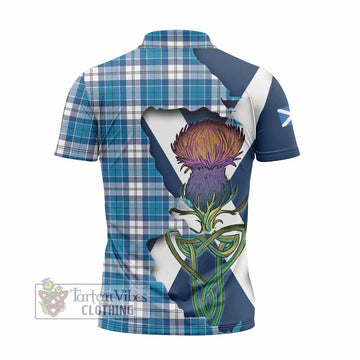 Roberton Tartan Family Crest Zipper Polo Shirt Scottish Thistle Celtic Inspired - Tartan Vibes Clothing