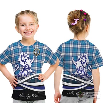 Roberton Tartan Kid T-Shirt with Alba Gu Brath Regal Lion Emblem - Tartan Vibes Clothing