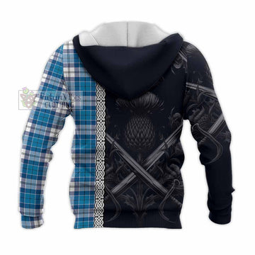 Roberton Tartan Knitted Hoodie with Family Crest Cross Sword Thistle Celtic Vibes - Tartan Vibes Clothing