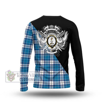 Roberton Tartan Long Sleeve T-Shirt with Family Crest and Military Logo Style - Tartan Vibes Clothing