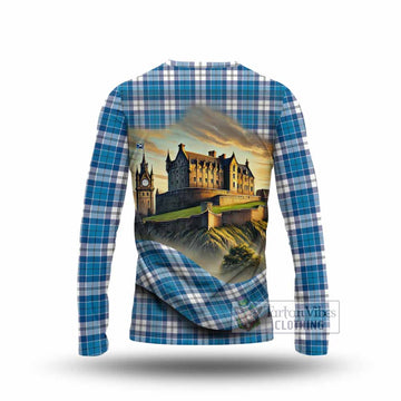 Roberton Tartan Family Crest Long Sleeve T-Shirt with Scottish Ancient Castle Style - Tartan Vibes Clothing