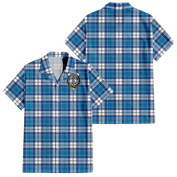 Roberton Tartan Short Sleeve Button Down Shirt with Family Crest