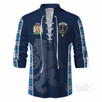 Roberton Tartan Ghillie Kilt Shirt with Family Crest and Lion Rampant Vibes Sport Style - Tartan Vibes Clothing