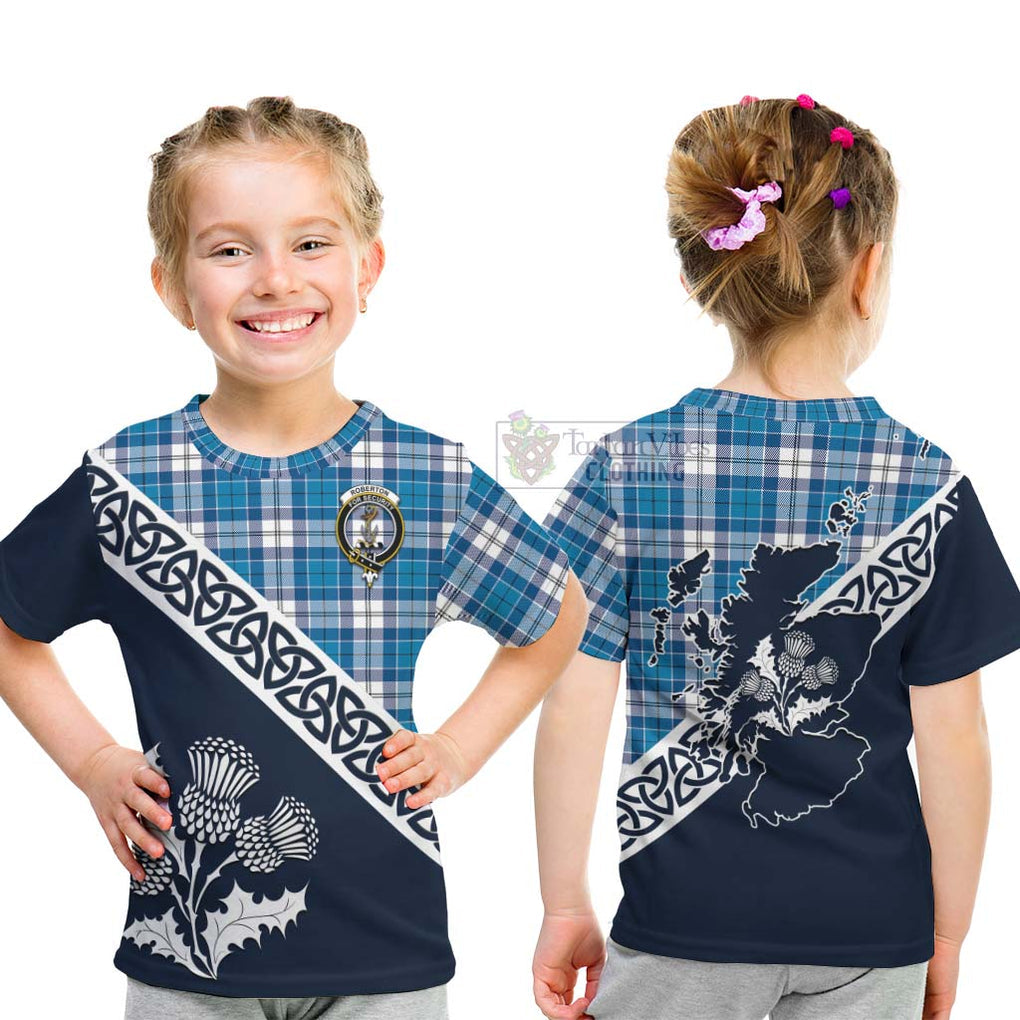Roberton Tartan Kid T-Shirt Featuring Thistle and Scotland Map - Tartan Vibes Clothing