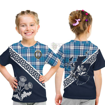 Roberton Tartan Kid T-Shirt Featuring Thistle and Scotland Map - Tartan Vibes Clothing