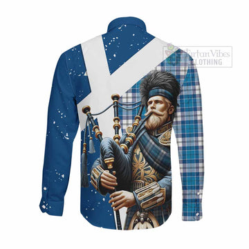 Roberton Tartan Long Sleeve Button Shirt with Family Crest Scottish Bagpiper Vibes - Tartan Vibes Clothing