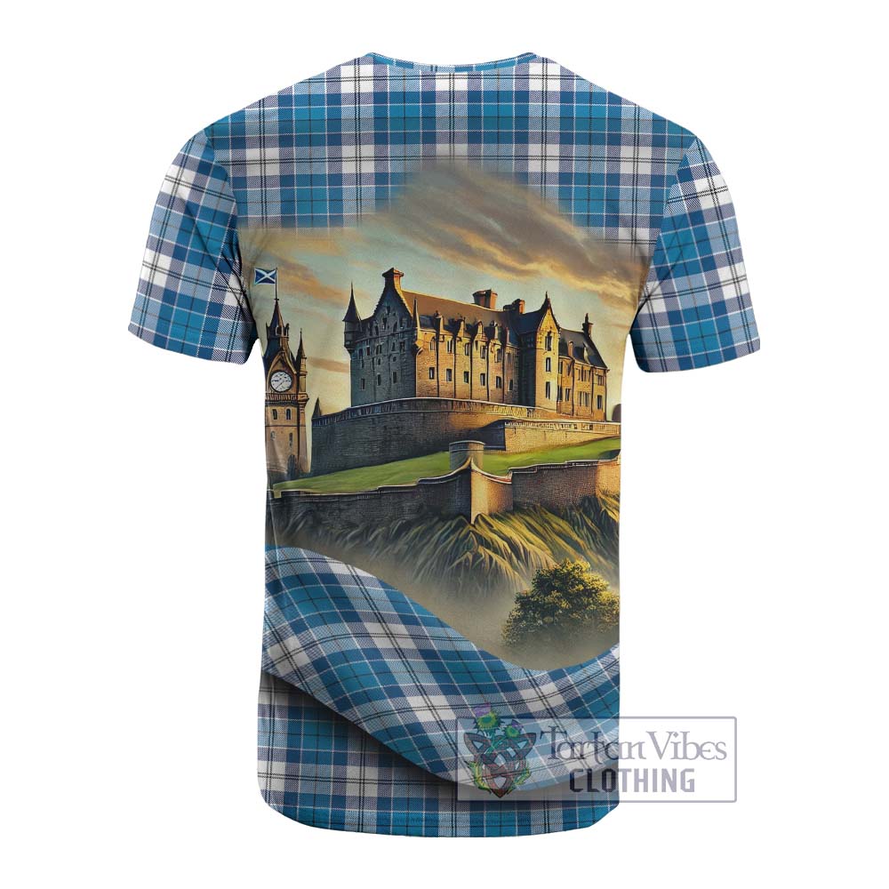 Roberton Tartan Family Crest Cotton T-shirt with Scottish Ancient Castle Style - Tartan Vibes Clothing