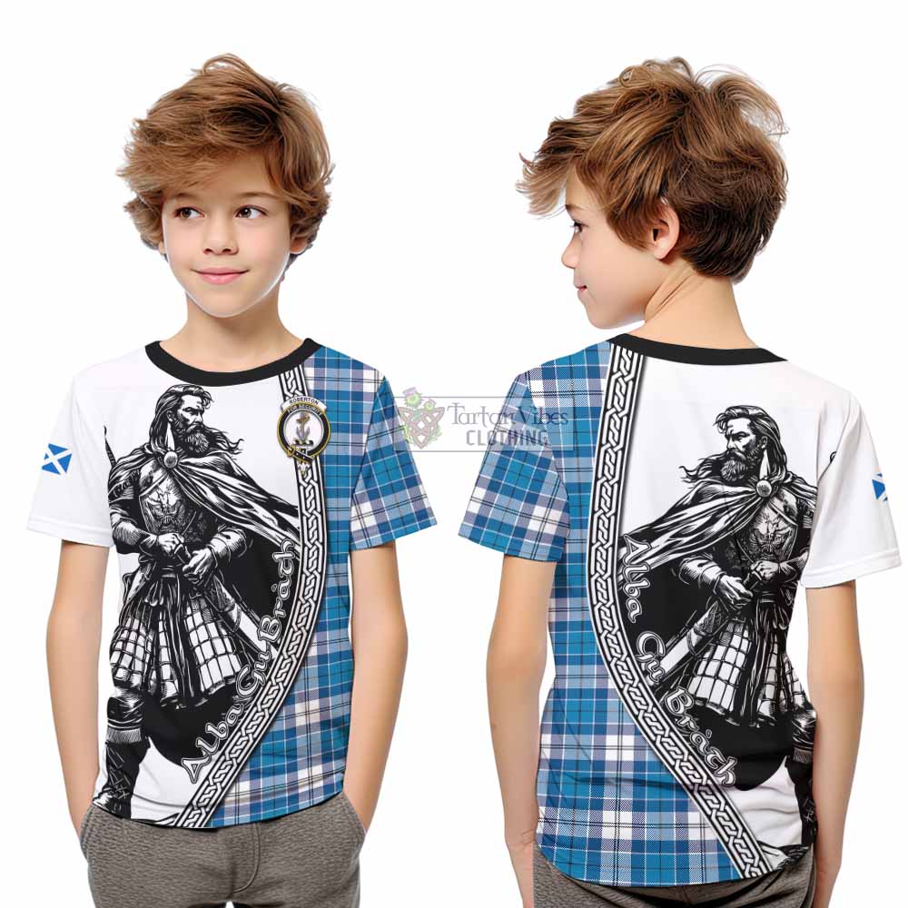 Roberton Tartan Clan Crest Kid T-Shirt with Highlander Warrior Celtic Style - Tartan Vibes Clothing