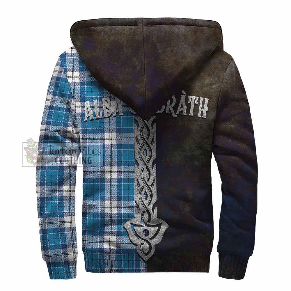 Tartan Vibes Clothing Roberton Tartan Family Crest Sherpa Hoodie Alba Gu Brath Be Brave Lion Ancient Style