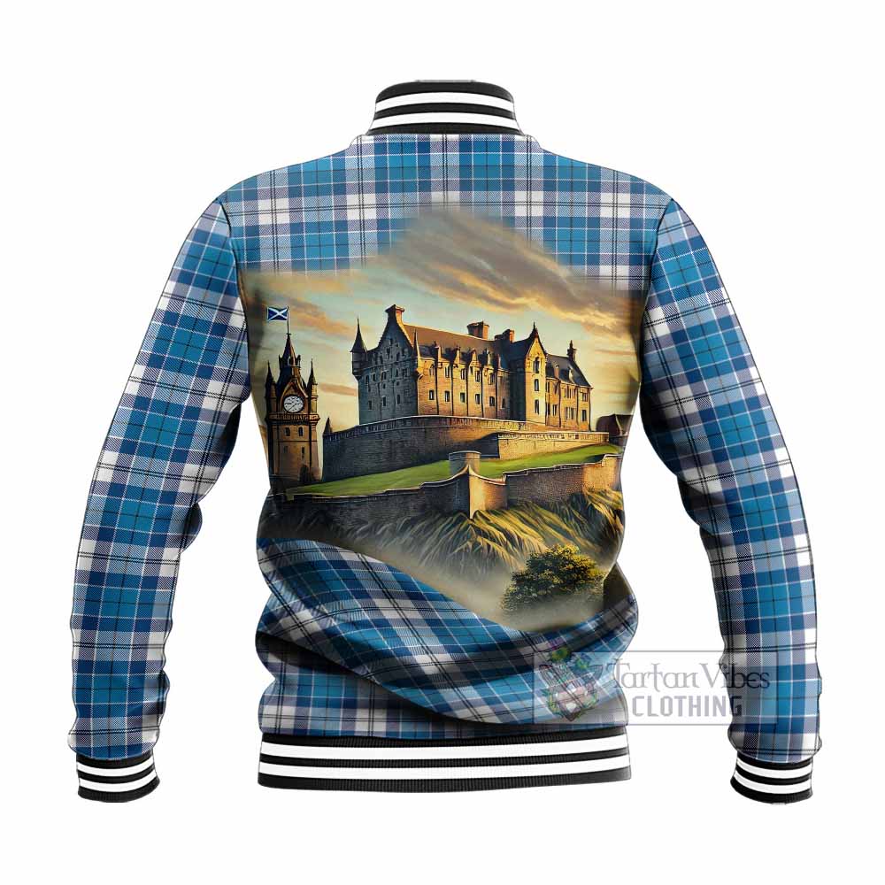 Roberton Tartan Family Crest Baseball Jacket with Scottish Ancient Castle Style - Tartan Vibes Clothing
