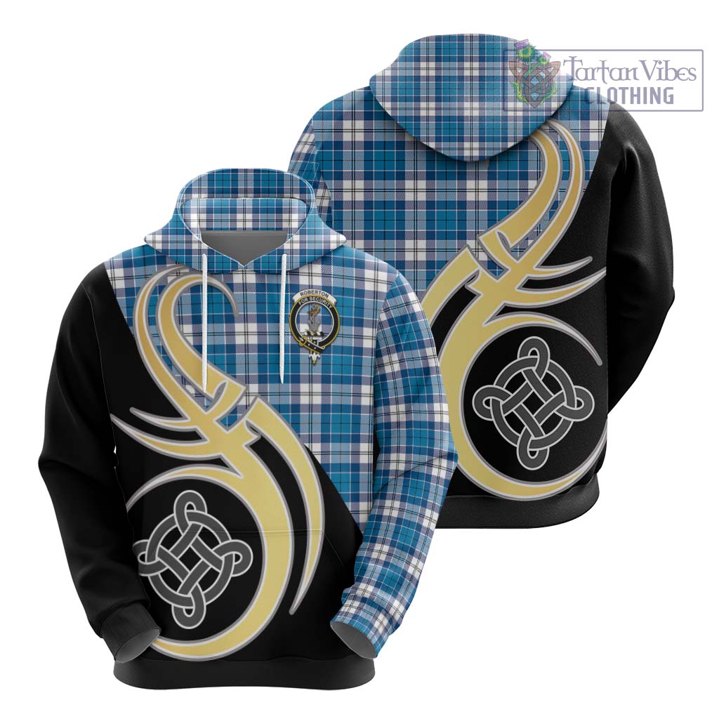 Roberton Tartan Hoodie with Family Crest and Celtic Symbol Style - Tartan Vibes Clothing
