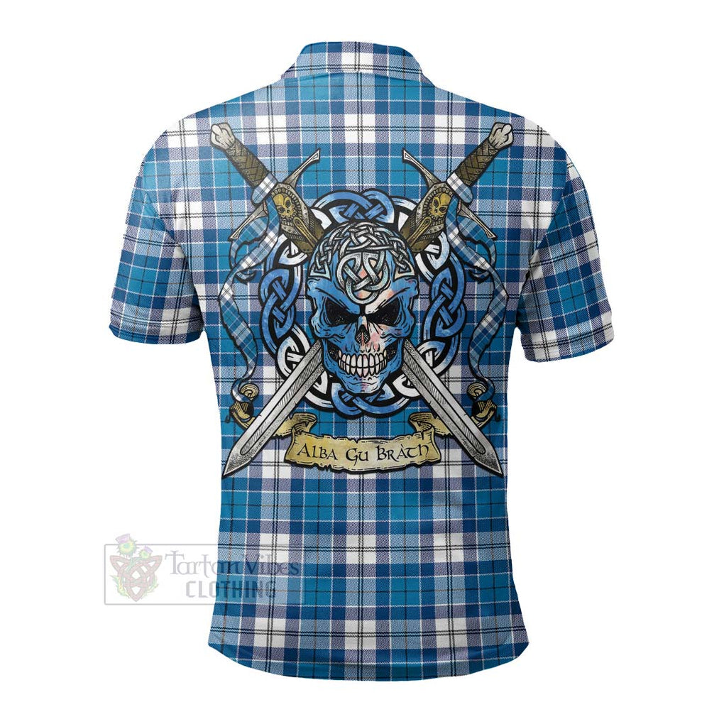 Roberton Tartan Polo Shirt with Family Crest Celtic Skull Style - Tartan Vibes Clothing