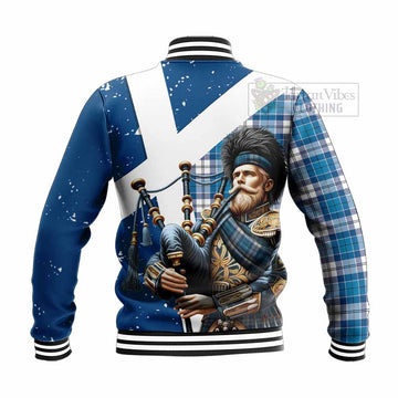 Roberton Tartan Baseball Jacket with Family Crest Scottish Bagpiper Vibes - Tartan Vibes Clothing