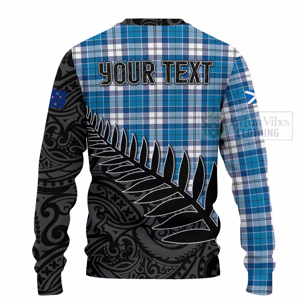 Roberton Crest Tartan Knitted Sweater with New Zealand Silver Fern Half Style - Tartan Vibes Clothing