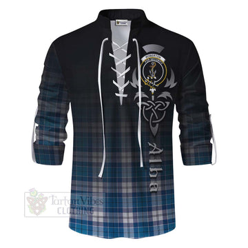 Tartan Vibes Clothing Roberton Tartan Ghillie Kilt Shirt Featuring Alba Gu Brath Family Crest Celtic Inspired