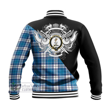 Roberton Tartan Baseball Jacket with Family Crest and Military Logo Style - Tartan Vibes Clothing