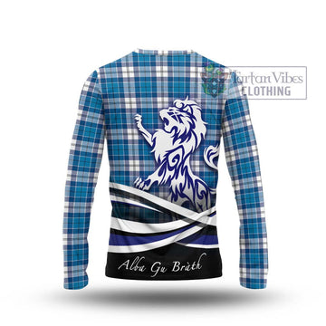 Roberton Tartan Long Sleeve T-Shirt with Alba Gu Brath Regal Lion Emblem - Tartan Vibes Clothing