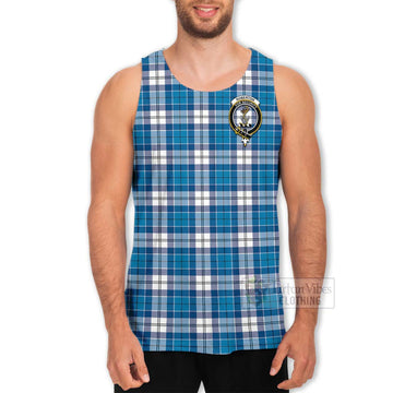 Roberton Tartan Men's Tank Top with Family Crest and Bearded Skull Holding Bottles of Whiskey - Tartan Vibes Clothing