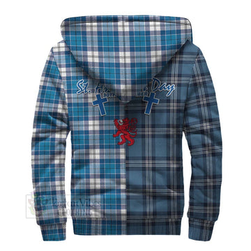 Roberton Tartan Sherpa Hoodie Happy St. Andrew's Day Half Tartan Style - Tartan Vibes Clothing