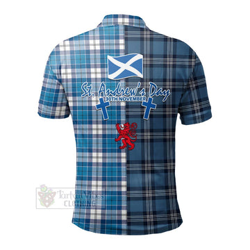 Roberton Tartan Polo Shirt Happy St. Andrew's Day Half Tartan Style - Tartan Vibes Clothing