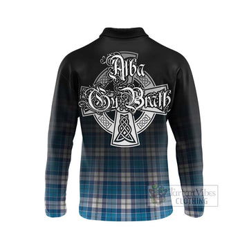 Roberton Tartan Long Sleeve Polo Shirt Featuring Alba Gu Brath Family Crest Celtic Inspired - Tartan Vibes Clothing