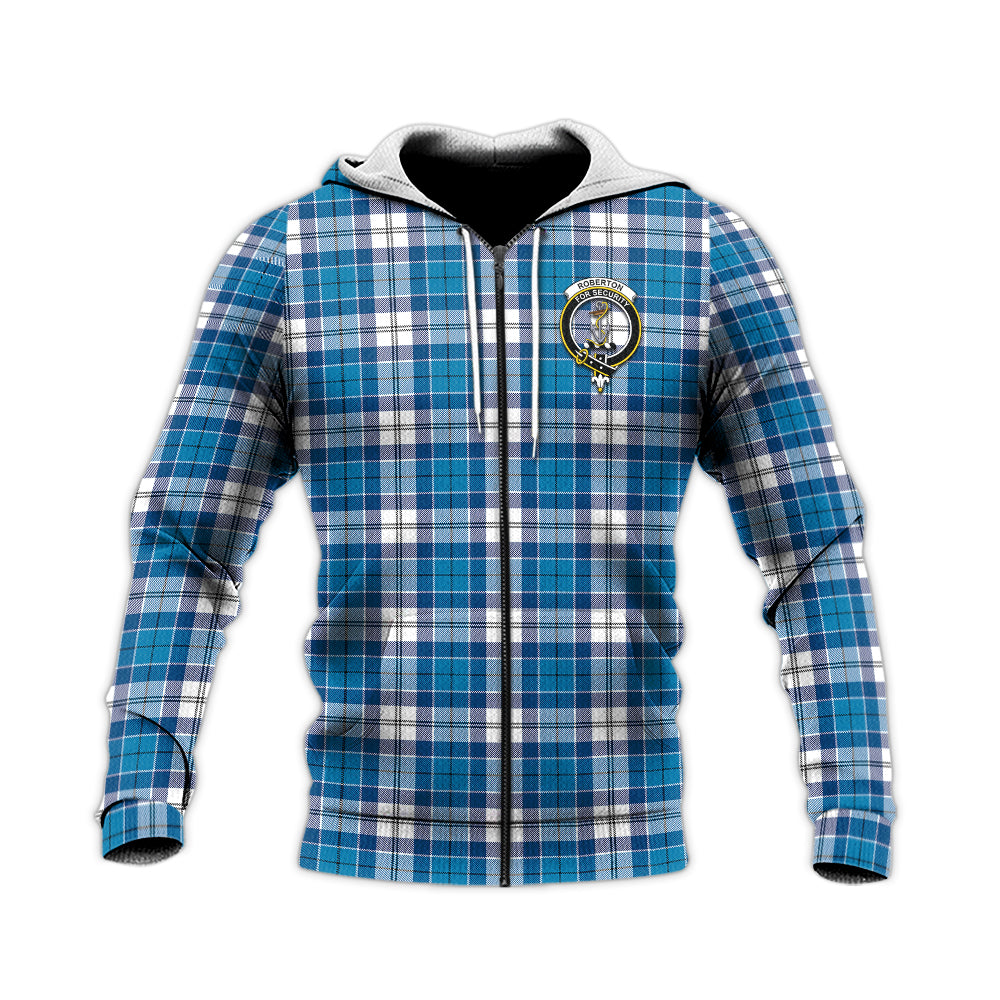 Roberton Tartan Knitted Hoodie with Family Crest Unisex Knitted Zip Hoodie - Tartan Vibes Clothing