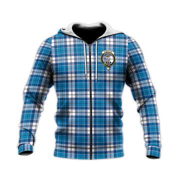 Roberton Tartan Knitted Hoodie with Family Crest