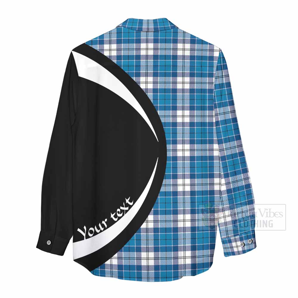Roberton Tartan Women's Casual Shirt with Family Crest Circle Style - Tartan Vibes Clothing