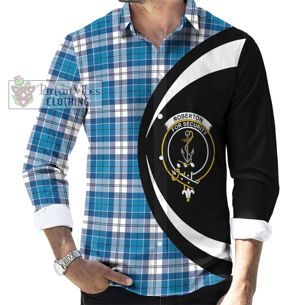 Roberton Tartan Long Sleeve Button Up with Family Crest Circle Style - Tartan Vibes Clothing